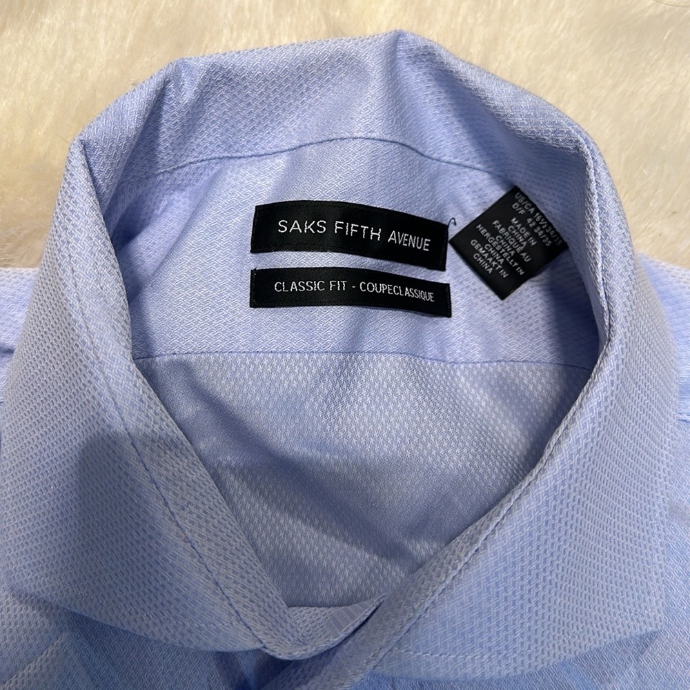 Saks Fifth Avenue Light Blue Classic Fit Dress Shirt